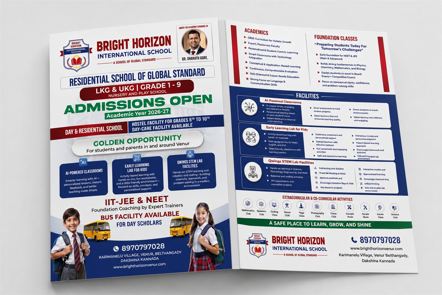 Admissions brochure for Bright Horizon International School